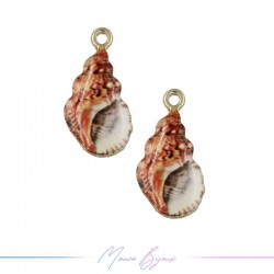 Shells B Charms Enamelled Brass Pendant orange 21x10mm