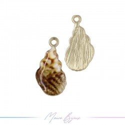 Ciondoli in Ottone Smaltati Conchiglia B Marrone 21x10mm