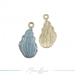 Shells B Charms Enamelled Brass Pendant Light Blue 21x10mm