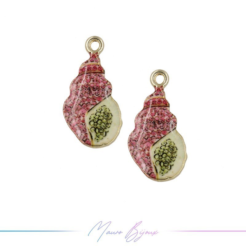 Shells B Charms Enamelled Brass Pendant Bordeux 21x10mm