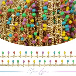 Inox Chain in Gold with Multicolor 2 enameled drops