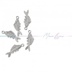Fish Charms in Brass Silver 8x22mm