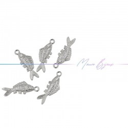 Fish Charms in Brass Silver 8x22mm