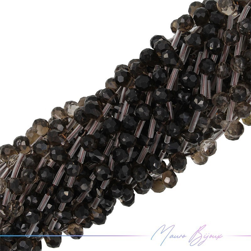 Quarzo Fumè Goccia Sfacettato 9x6mm (Filo di 40 cm)