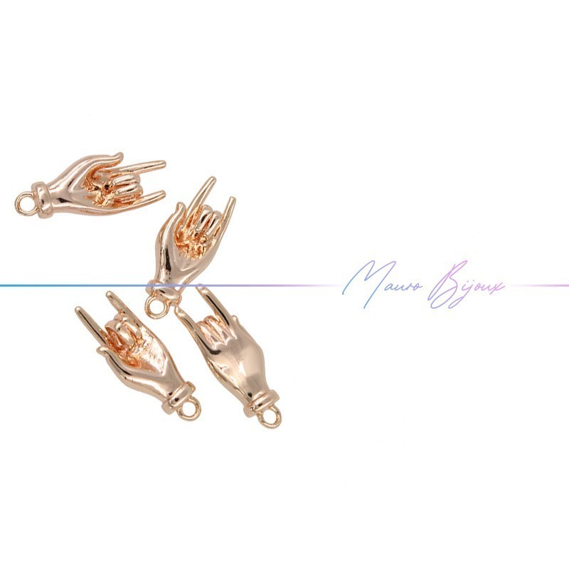 Hand Horn Charms in Brass Rose Gold