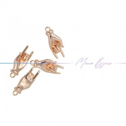 Hand Horn Charms in Brass Rose Gold