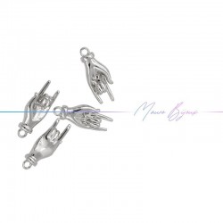 Hand Horn Charms in Brass Silver