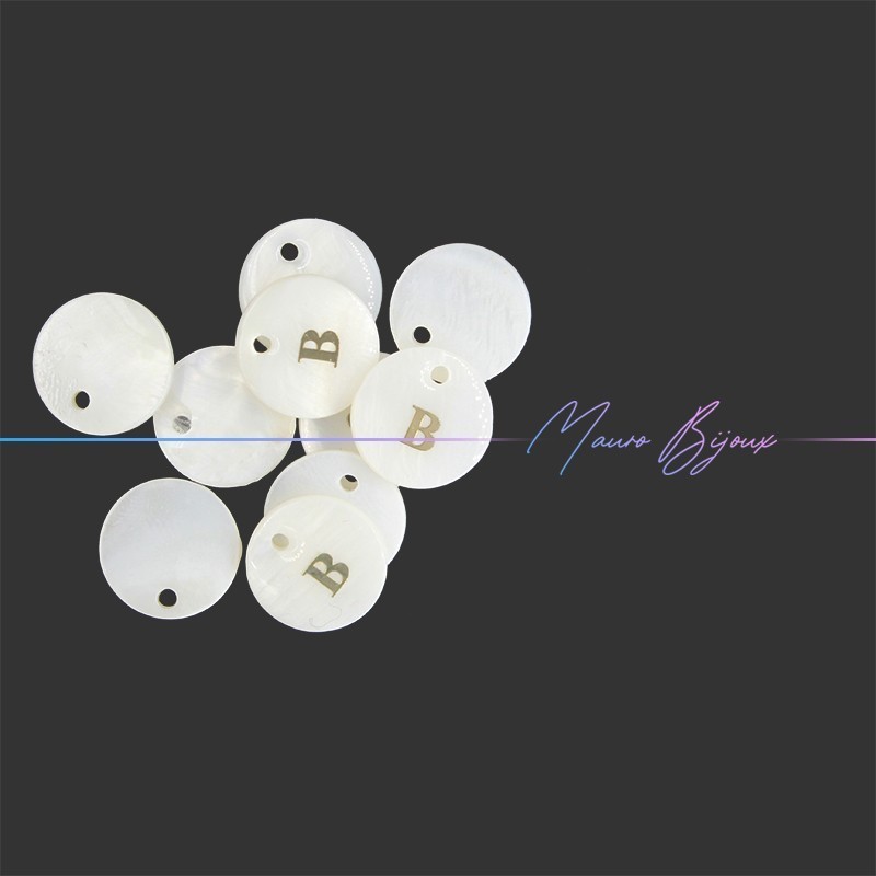 Ciondoli Madreperla Letterine B in Oro 13mm