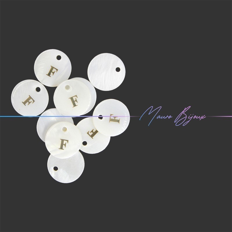 Nacre Letters F in Gold 13mm