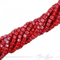 Fili di Ceramica Forma Cubetti 8x8mm Colore Rosso