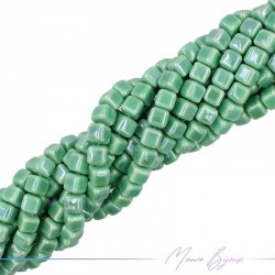 Fili di Ceramica Forma Cubetti 8x8mm Colore Verde
