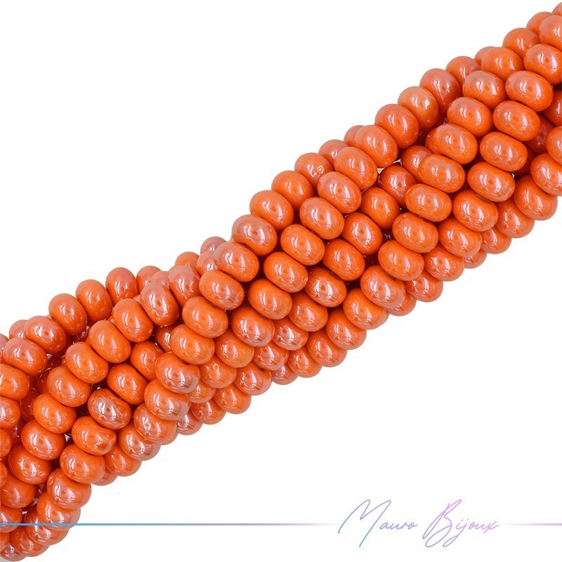 Fili di Ceramica Forma Rondelle 6x9mm Colore Arancione