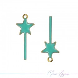 Brass Charms Enameled Magic Wand 8x20mm Turquoise