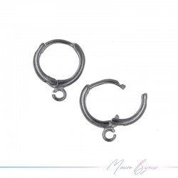Hook Earring  in Brass Circle Type color Gun Metal