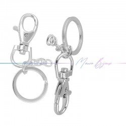 Key Holder with Carabiner Color Silver 40x20mm