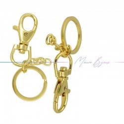 Key Holder with Carabiner Color Gold 40x20mm