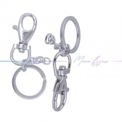 Key Holder with Carabiner Color Rhodium 40x20mm