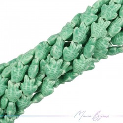 Fili di Ceramica Forma Pesce 15x19mm Colore Verde Acqua