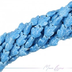 Fili di Ceramica Forma Pesce 15x19mm Colore Azzurro