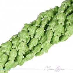 Fili di Ceramica Forma Pesce 15x19mm Colore Verde Chiaro