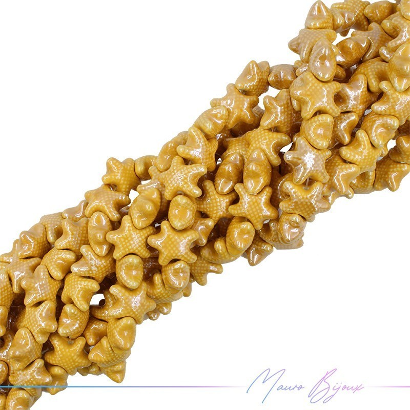 Ceramic StarFish 20mm Thickness 10mm Color Mustard