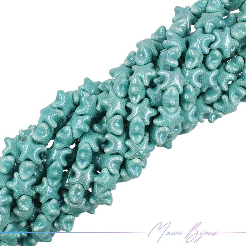 Ceramic StarFish 20mm Thickness 10mm Color Turquoise
