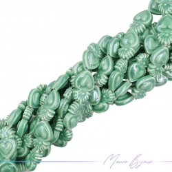 Fili di Ceramica Forma Sacro Cuore 16x24mm Colore Verde Acqua