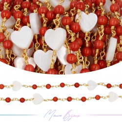 Chain Brass Gold with Coral...