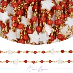 Chain Brass Gold with Coral...