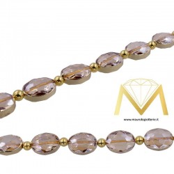 Transparent Oval Crystal Faceted with Gold Border