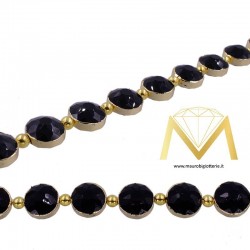 Black Round Faceted Crystal with Border