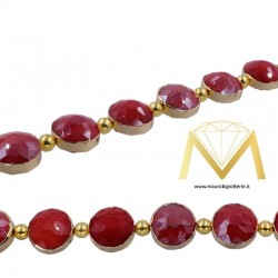 Red Round Faceted Crystal with Border