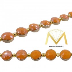 Orange Round Faceted Crystal with Border