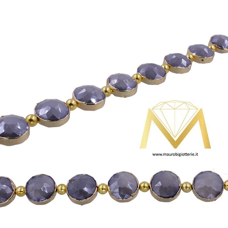 Grey Round Faceted Crystal with Border