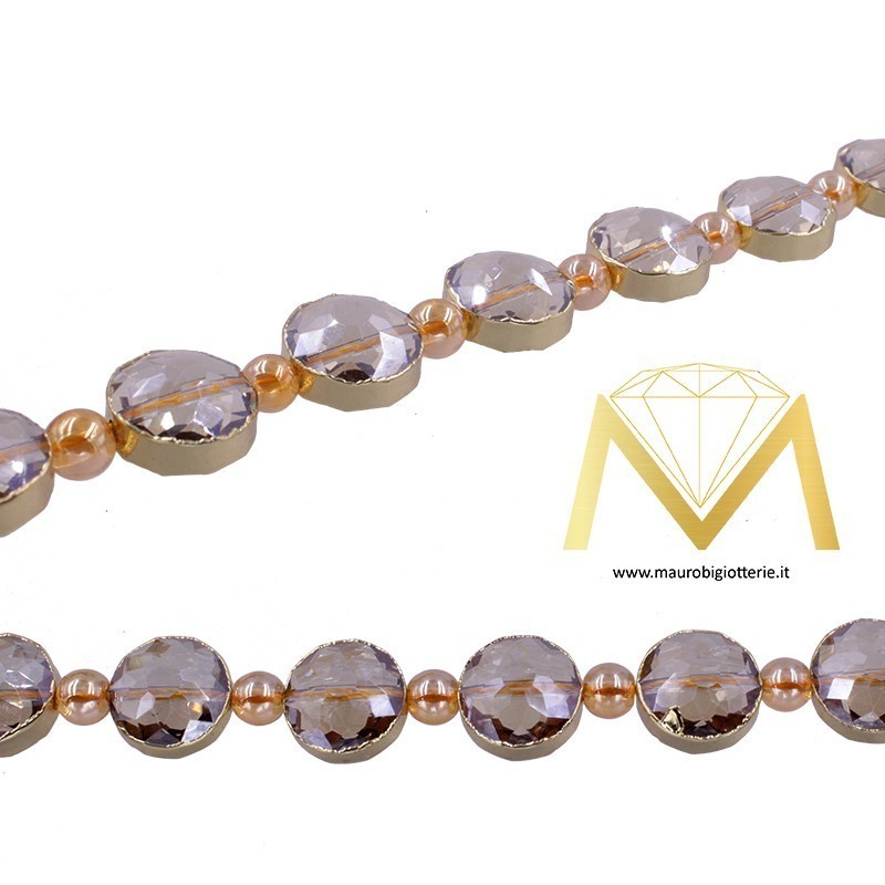 Transparent Round Faceted Crystal with Border