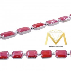 Filo di Cristallo Rettangolare Rosso Argento 10X14