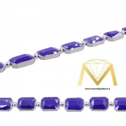 Filo di Cristallo Rettangolare Blu Argento 10X14