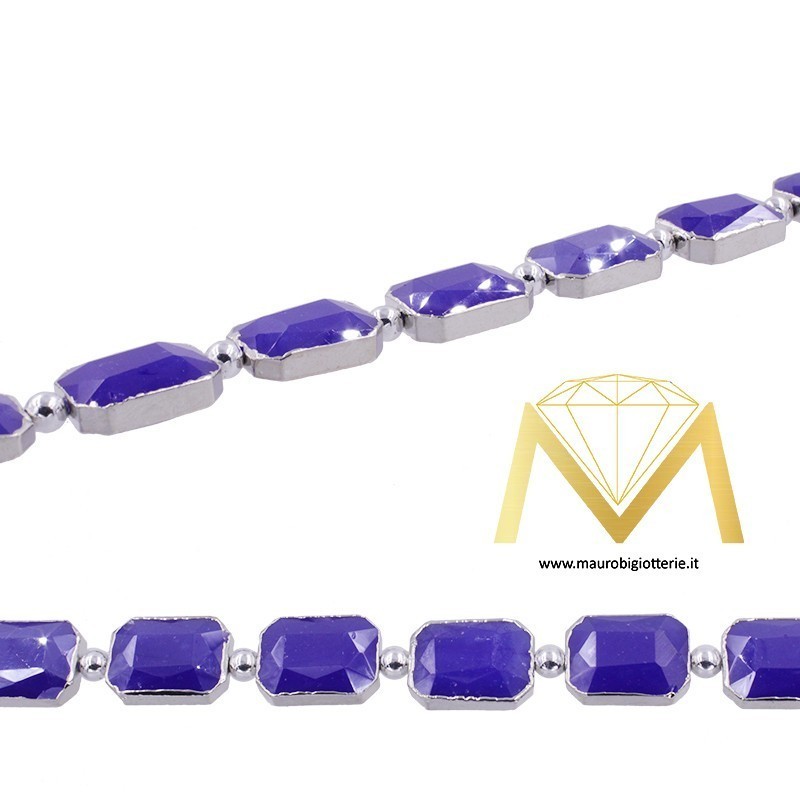 Rectangle Blue Crystal with Silver Border 10X14