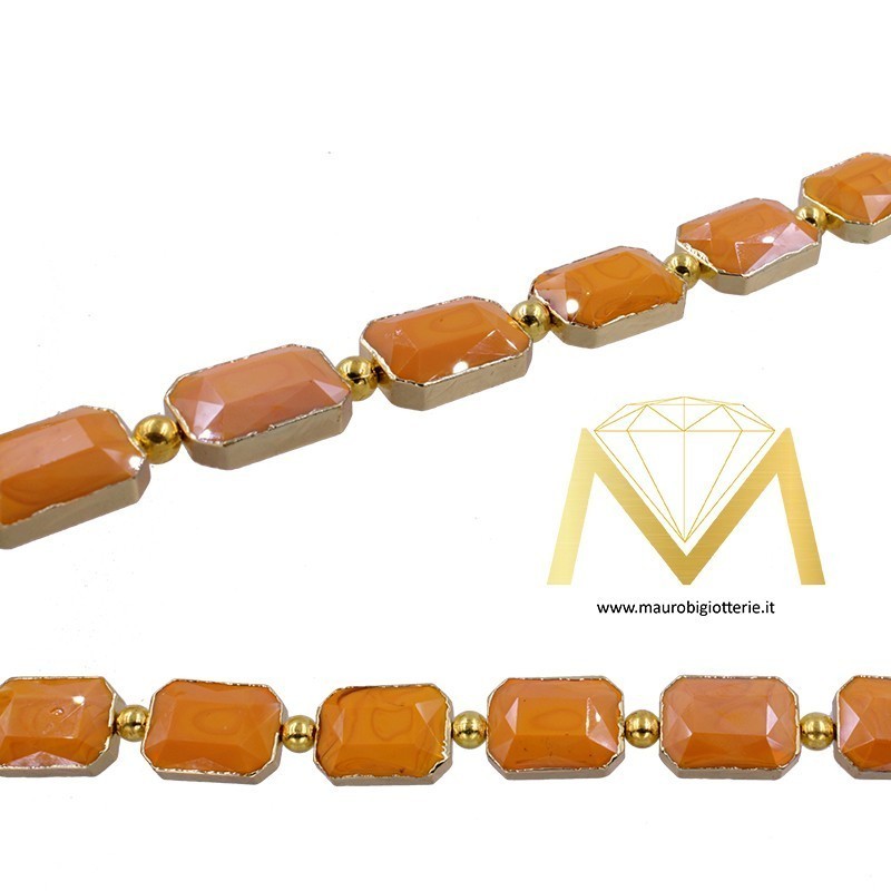 Filo di Cristallo Rettangolare Arancione Oro 10X14