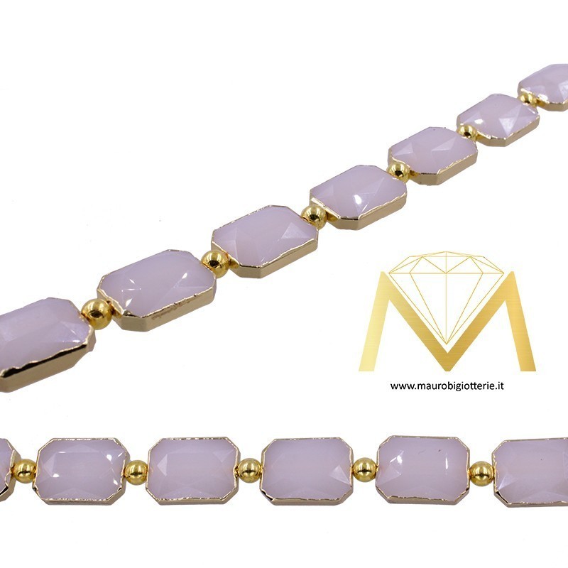 Filo di Cristallo Rettangolare Beige Oro 10X14