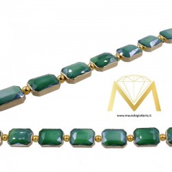 Rectangle Green Crystal with Gold Border 10X14