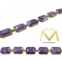 Rectangle Grey Crystal with Gold Border 10X14