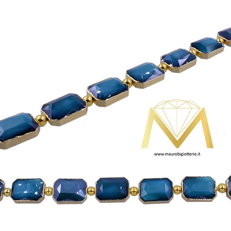 Rectangle Torquoise Crystal with Gold Border 10X14