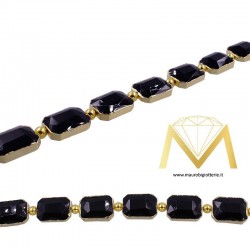 Filo di Cristallo Rettangolare Nero Oro 10X14