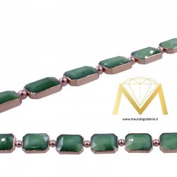Rectangle Green Crystal with Rosegold Border 10X14
