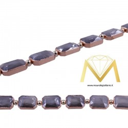 Filo di Cristallo Rettangolare Grigio - Oro Rosa 10X14