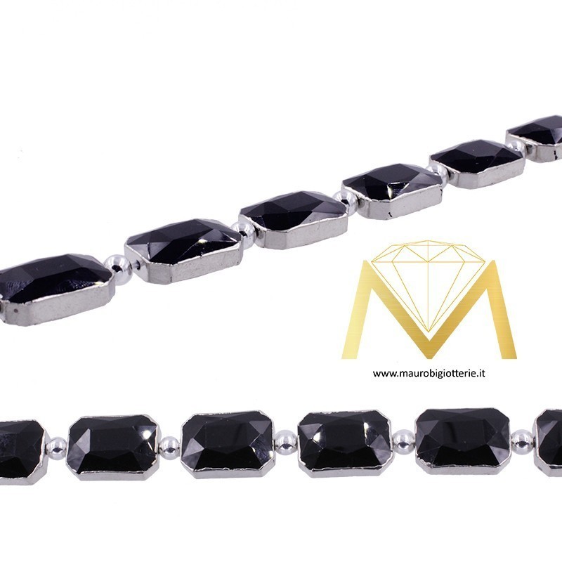 Filo di Cristallo Rettangolare Nero - Argento 13X18