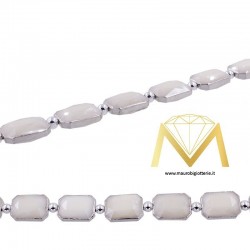 Rectangle Beige Crystal with Silver Border 10X14