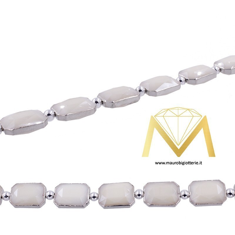 Filo di Cristallo Rettangolare Beige Argento 10X14