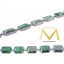 Rectangle Green Crystal with Silver Border 10X14